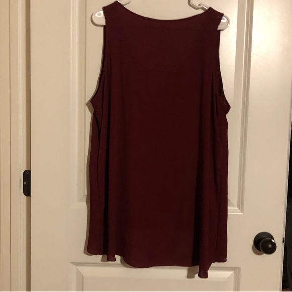 Studio Y Sleeveless Sheer Top Maroon With Bronze & Silver Embellishment Size XXL - Picture 7 of 7